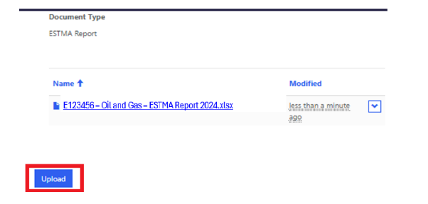 Upload report panel showing options to add, edit or delete files.