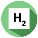 Illustration of the chemical symbol H₂ in black, representing hydrogen.

