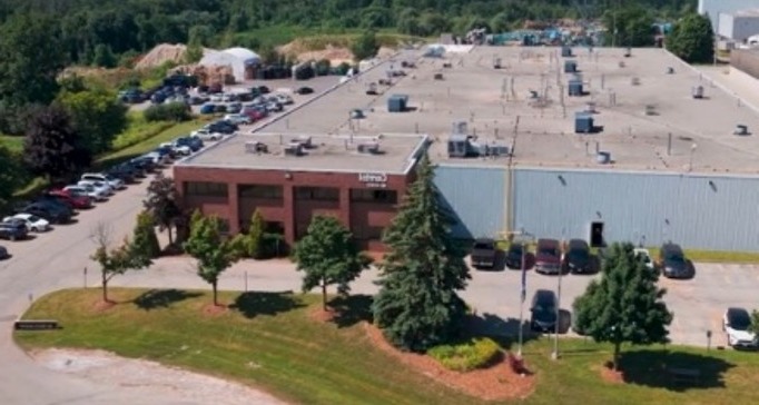 Aerial view of a Canadian industrial manufacturing facility and its surrounding site