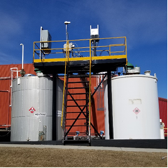 Large liquid storage tanks.