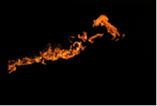 Flame test with black background