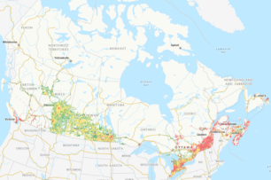 map of Canada showing High Speed Internet Network