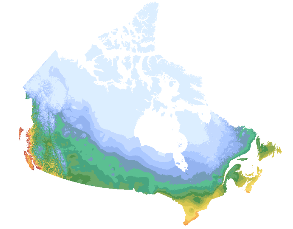 map of Canada showing Wetland diversity