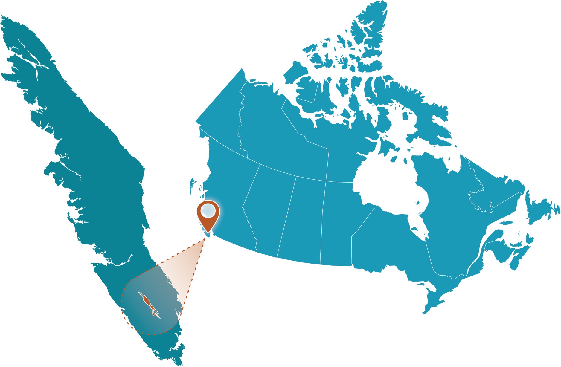 Map of Canada and British Columbia highlighting Vancouver Island as the study area location.