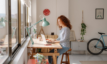 Woman working in home office