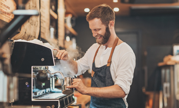 person making coffee