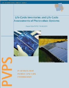 Cover page of the report Life Cycle Inventories and Life Cycle Assessments of Photovoltaic Systems