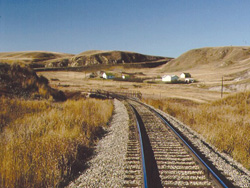 FIGURE 14: Railway tracks near Red Deer River valley, near Drumheller, Alberta.