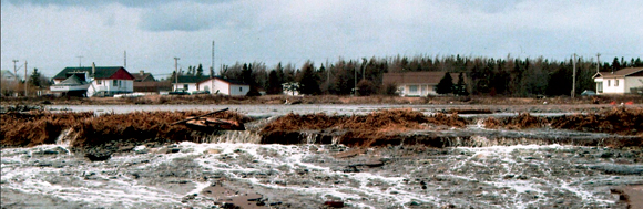 storm surge flooding along Le Goulet's shoreline