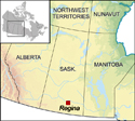 Map locating Regina in Saskatchewan and Canada