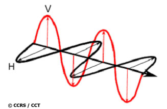 Examples of horizontal (black) and vertical (red) polarizations of a plane electromagnetic wave