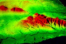 Perspective view of topographic relief