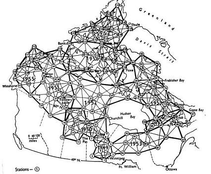 Canada map with trilateration network. Mostly spread across Northern, Central and Eastern Canada