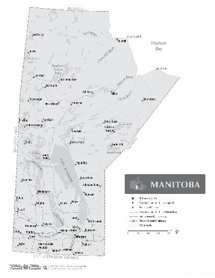 Map of Manitoba with Names