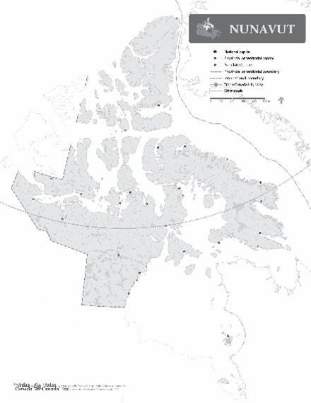 Map of Nunavut without Names