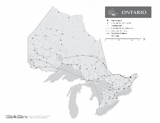 Map of Ontario without Names