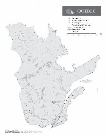 Map of Quebec without Names