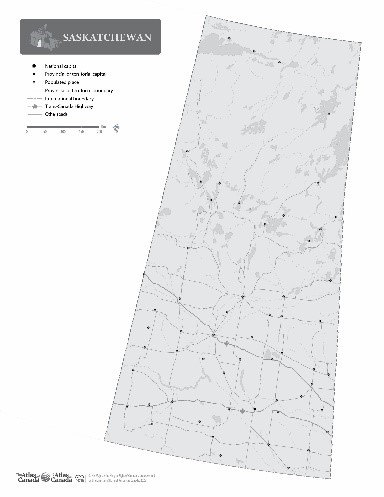 Map of Saskatchewan without Names