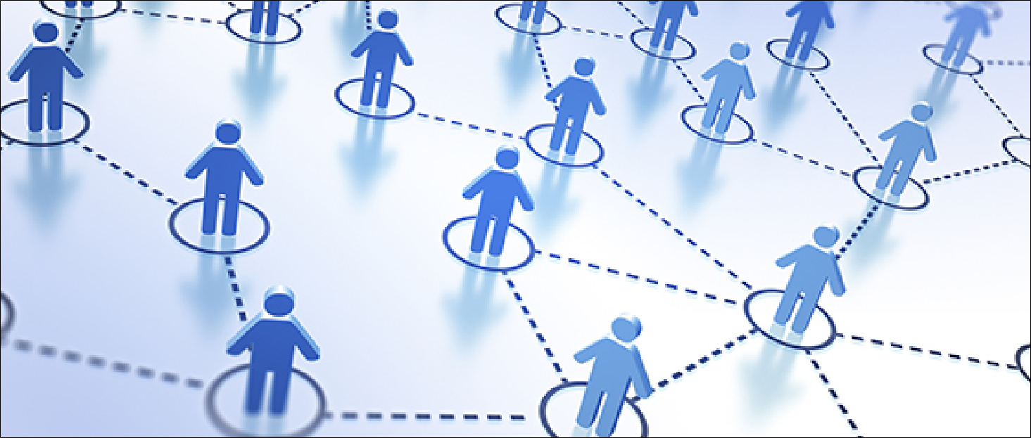 Decorative image illustrating a network of people with each person connected to others by a dotted line