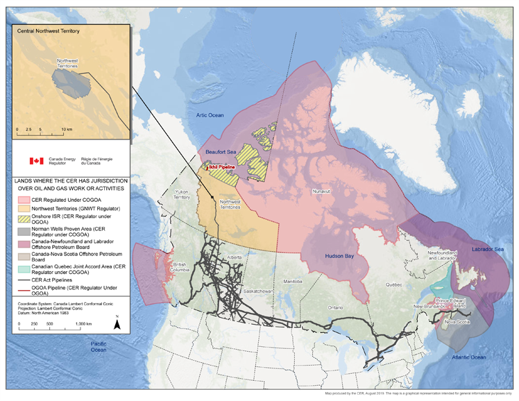 Figure 7 - Map of Lands Having CER Jurisdiction Over Oil and Gas Activities