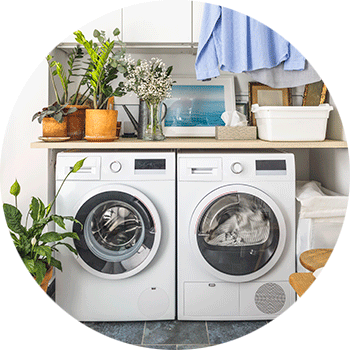 Washer and dryer in laundry room.