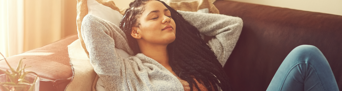 Woman relaxing on couch