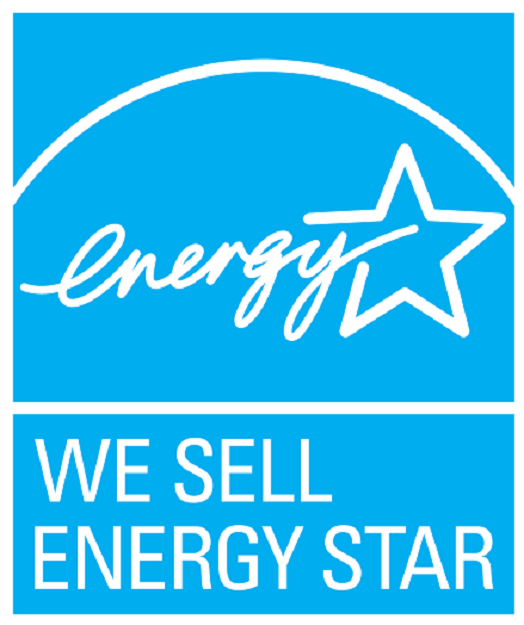 WE SELL ENERGY STAR, vertical cyan symbol