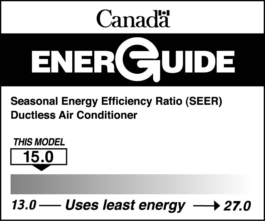 EnerGuide label for ductless central air conditioners