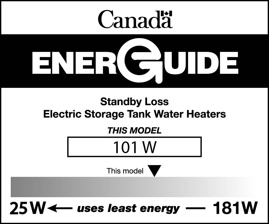 EnerGuide label for an electric storage tank water heater