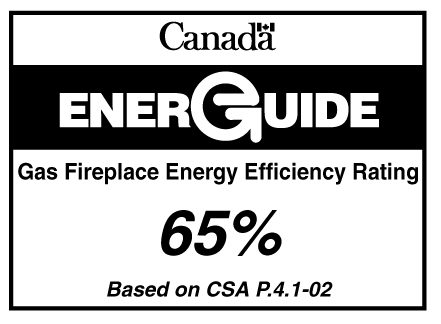 EnerGuide label for gas fireplaces for a single model