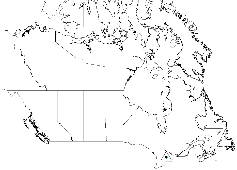 Map of Canada showing the location of the Haliburton wood ash research trial in Ontario.