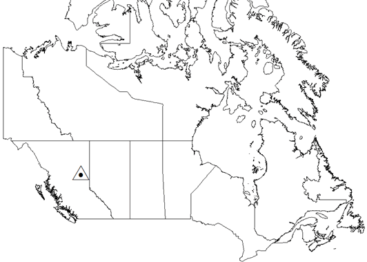 Map of Canada showing the location of the Johnson Creek wood ash research trial in British Columbia.
