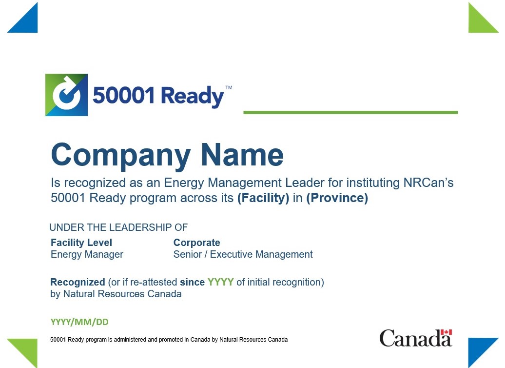 Sample 50001 Ready Canada certificate.