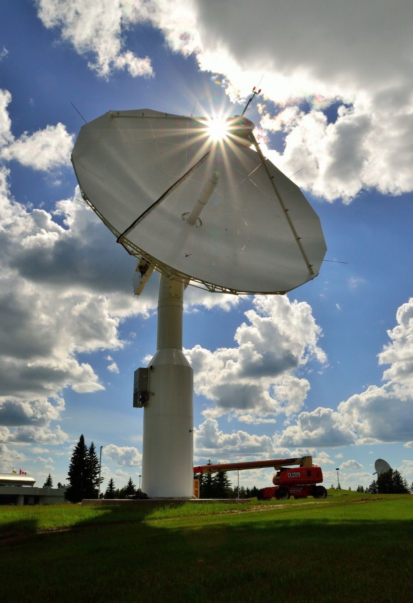 This image shows the new dish antenna that was recently installed at the Prince Albert Satellite station