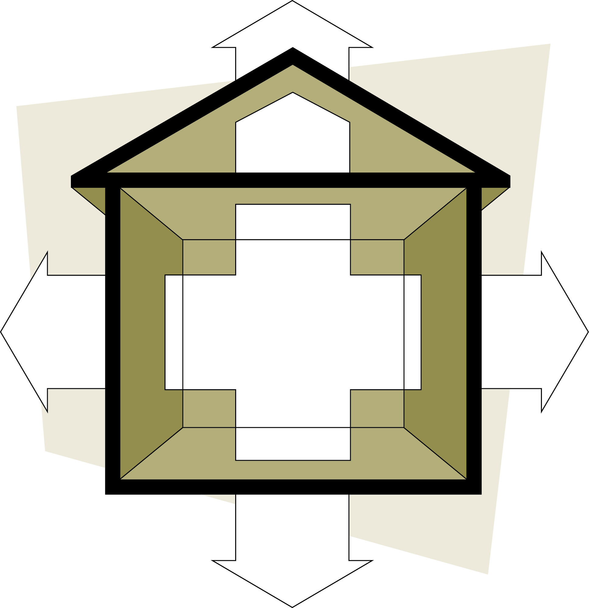 Figure 2-1 Heat moves out of a house in all directions