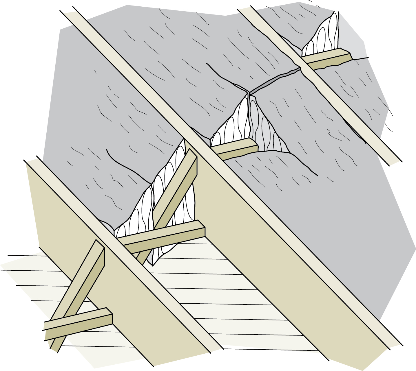 Figure 5-12 Fitting insulation around cross bracing