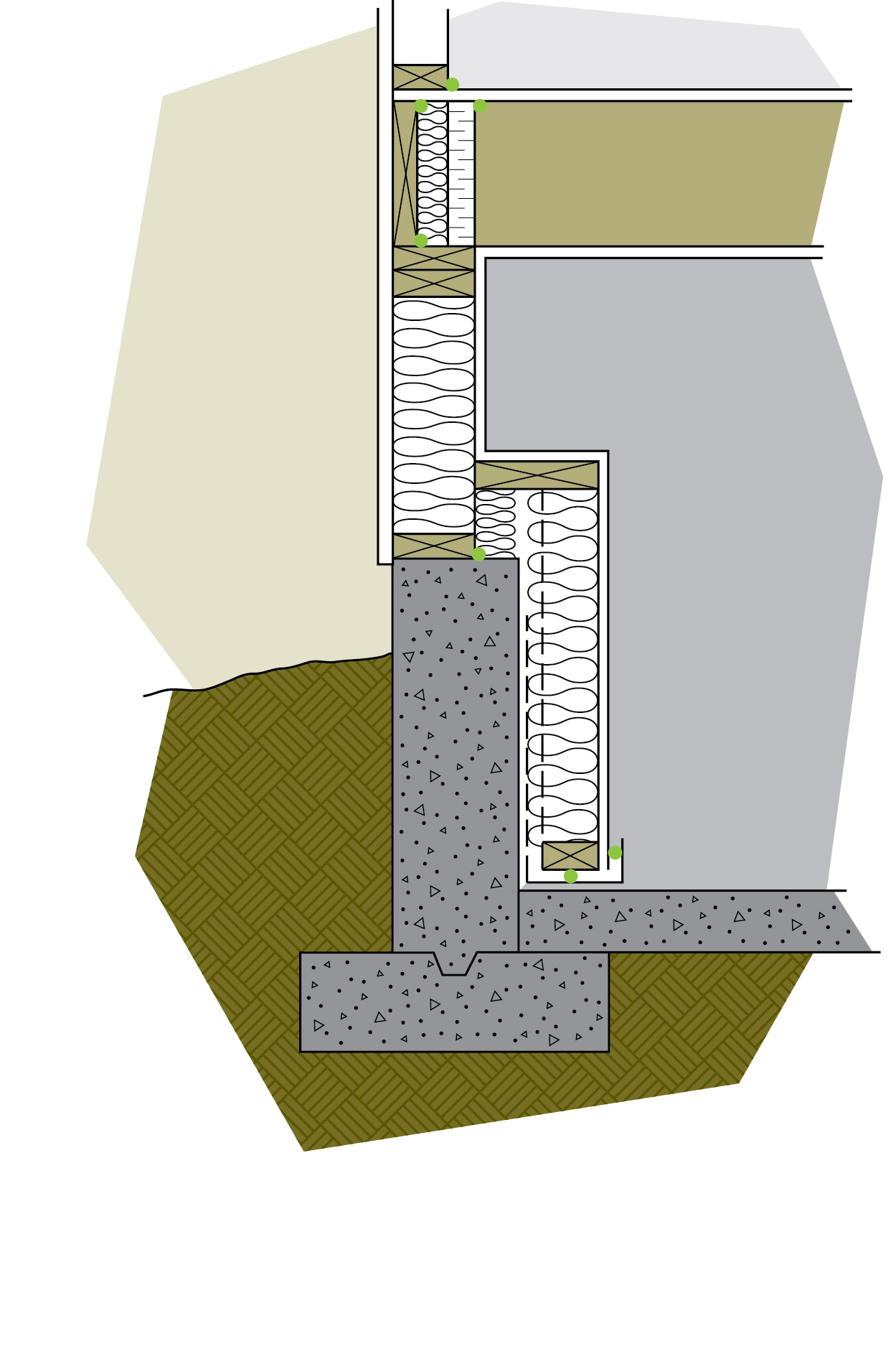 Figure 6-20 Insulating a pony wall is a two-step process that creates a small ledge