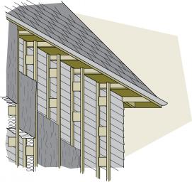 Figure 7-10 Trusses can be hung from the rafters and nailed to the existing wall
