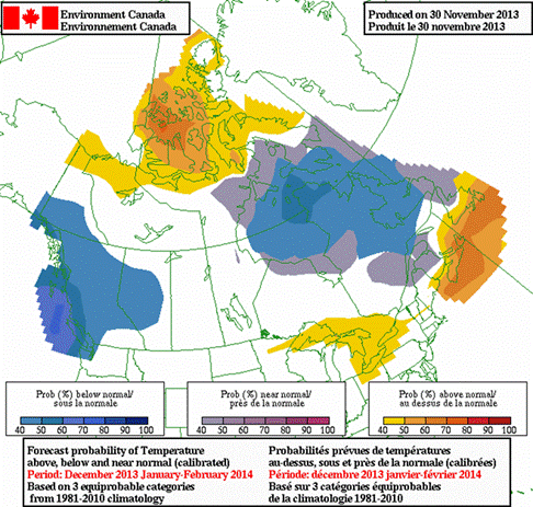 Figure 6.3: Environment Canada’s Seasonal Forecast as of November 30, 2013