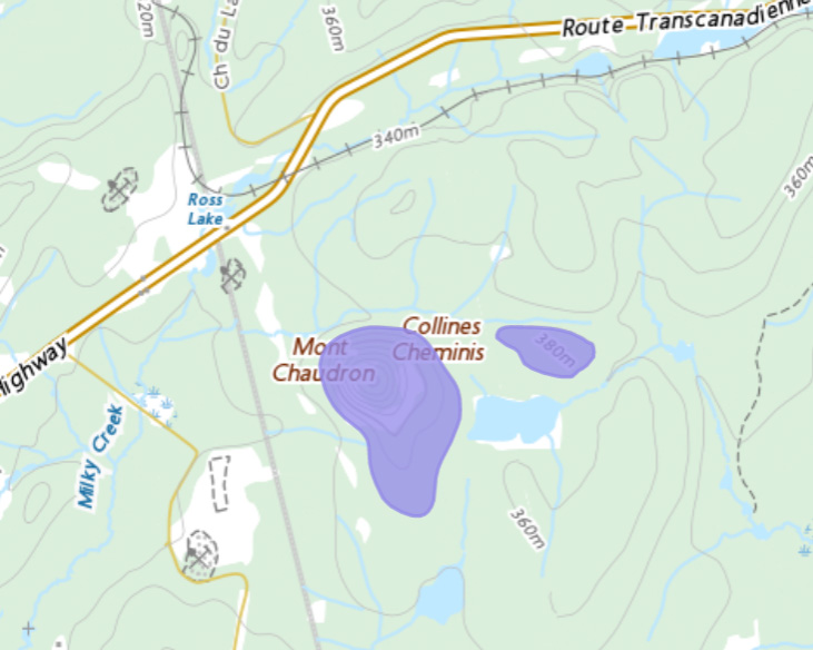 Map location of Collines Cheminis, QC