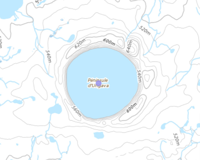 Map location of Pingualuit, QC
