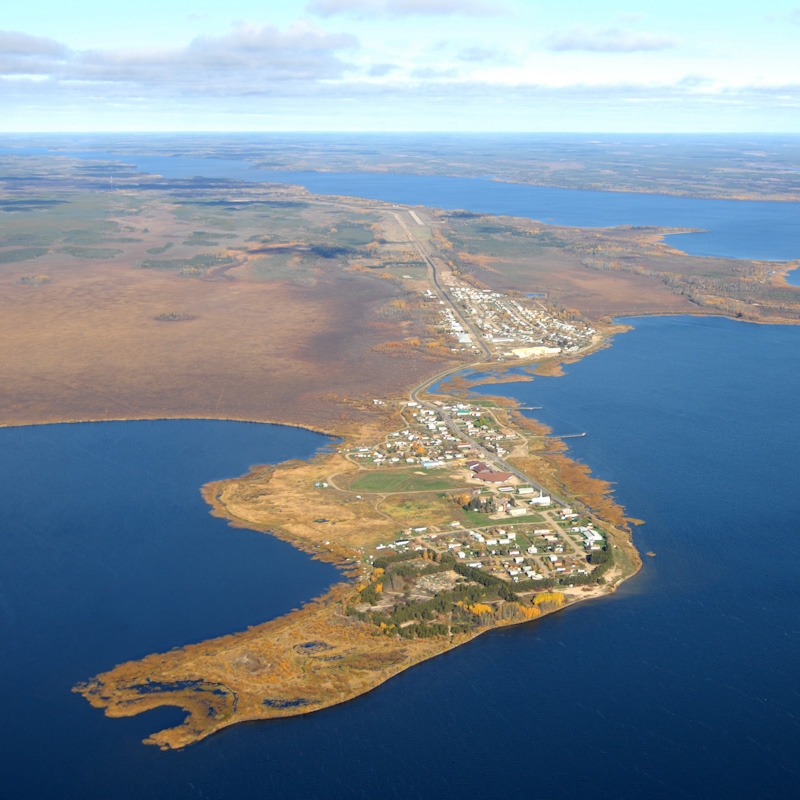 Aerial photo of the Île-à-la-Crosse community