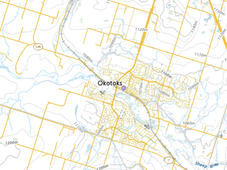 Map location of Okotoks.