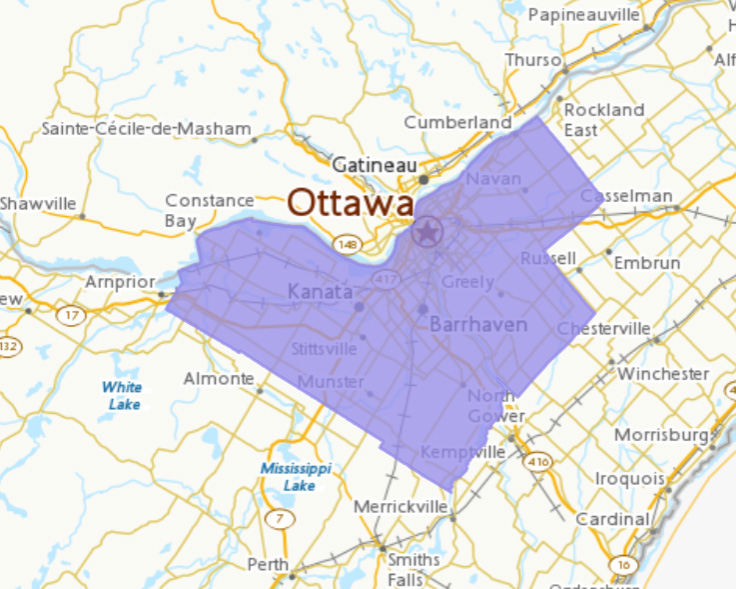 Map location of Ottawa.