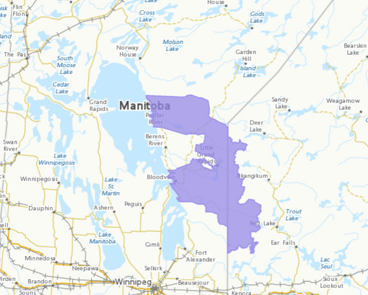 Map location of Pimachiowin Aki.
