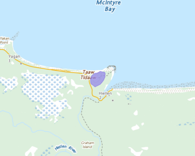 Map location of Taaw Tldáaw.