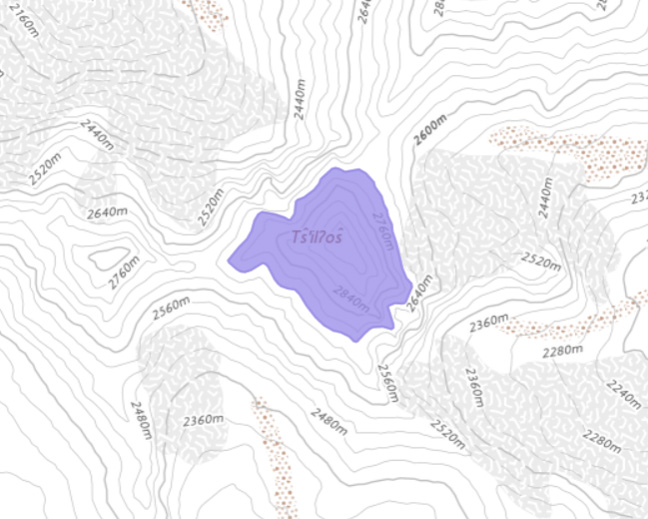Map location of Tŝ'ilʔoŝ, ʔEniyud