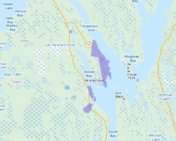  Map location of Île-à-la-Crosse, SK  