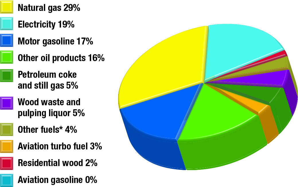 Secondary energy use by fuel type, 2013