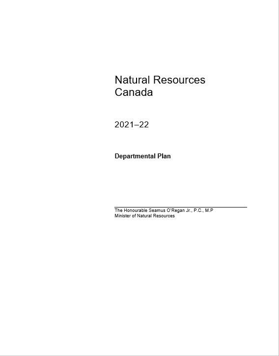 Natural Resources Canada 2021–22 Departmental Plan Cover thumbnail